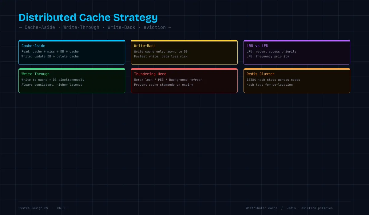 分散キャッシュ戦略 — Cache-Aside / Write-Through / Write-Back